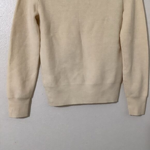 J.Crew Cream Ruffle Neck Merino Wool Blend Knit Quiet Luxury Preppy Sweater XS - Picture 10 of 10